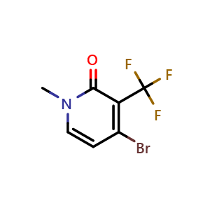 Chemical structure of 4-bromo-1-methyl-3-(trifluoromethyl)pyridin-2-one , CAS 2322851-12-5, AChemBlock X183432