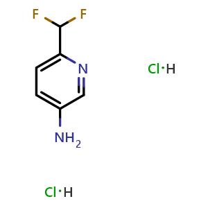Chemical structure of 6-(difluoromethyl)pyridin-3-amine;dihydrochloride , CAS 2173999-69-2, AChemBlock X183439