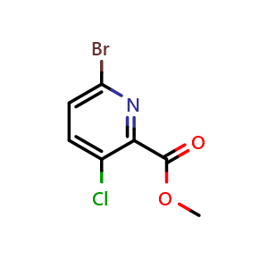Chemical structure of methyl 6-bromo-3-chloro-pyridine-2-carboxylate , CAS 350602-14-1, AChemBlock X183452