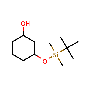Chemical structure of 3-[tert-butyl(dimethyl)silyl]oxycyclohexanol , CAS 1028748-71-1, AChemBlock X183461