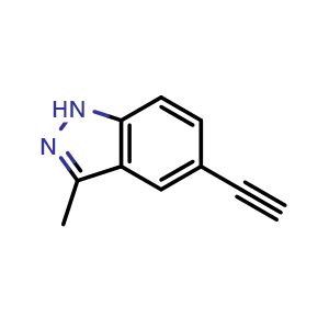 Chemical structure of 5-ethynyl-3-methyl-1H-indazole , CAS 1093307-29-9, AChemBlock X183476