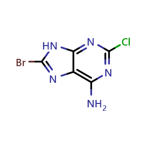 Chemical structure of 8-bromo-2-chloro-9H-purin-6-amine , CAS 186887-32-1, AChemBlock X183477