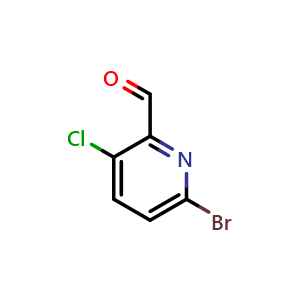 Chemical structure of 6-bromo-3-chloro-pyridine-2-carbaldehyde , CAS 1060815-74-8, AChemBlock X183479