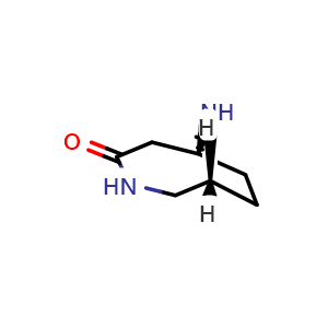 Chemical structure of (1R,6S)-3,9-diazabicyclo[4.2.1]nonan-4-one , CAS 1821659-46-4, AChemBlock X183492