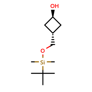 Chemical structure of trans-3-[[tert-butyl(dimethyl)silyl]oxymethyl]cyclobutanol , CAS 2130934-16-4, AChemBlock X183496