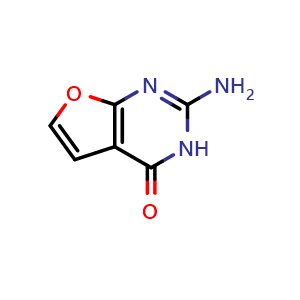 Chemical structure of 2-amino-3H-furo[2,3-d]pyrimidin-4-one , CAS 92920-49-5, AChemBlock X183499