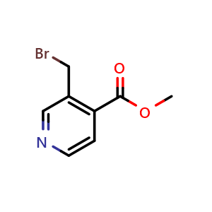 Chemical structure of methyl 3-(bromomethyl)pyridine-4-carboxylate , CAS 116986-10-8, AChemBlock X183518