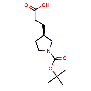 Chemical structure of 3-[(3R)-1-tert-butoxycarbonylpyrrolidin-3-yl]propanoic acid , CAS 1222140-23-9, AChemBlock X183537