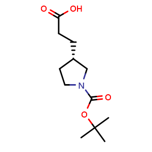 Chemical structure of 3-[(3S)-1-tert-butoxycarbonylpyrrolidin-3-yl]propanoic acid , CAS 1821810-83-6, AChemBlock X183538