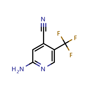 Chemical structure of 2-amino-5-(trifluoromethyl)pyridine-4-carbonitrile , CAS 1260810-87-4, AChemBlock X183549