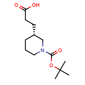 Chemical structure of 3-[(3R)-1-tert-butoxycarbonyl-3-piperidyl]propanoic acid , CAS 1476763-71-9, AChemBlock X183574
