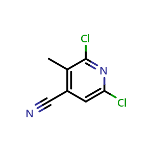 Chemical structure of 2,6-dichloro-3-methyl-pyridine-4-carbonitrile , CAS 862172-61-0, AChemBlock X183584