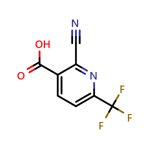 Chemical structure of 2-cyano-6-(trifluoromethyl)pyridine-3-carboxylic acid , CAS 1105988-43-9, AChemBlock X183603