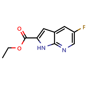 Chemical structure of ethyl 5-fluoro-1H-pyrrolo[2,3-b]pyridine-2-carboxylate , CAS 920978-95-6, AChemBlock X183606