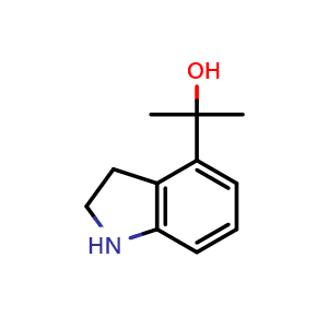 Chemical structure of 2-indolin-4-ylpropan-2-ol , CAS 1384053-56-8, AChemBlock X183615