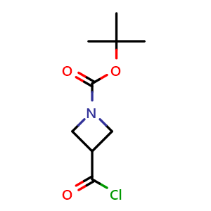 Chemical structure of tert-butyl 3-chlorocarbonylazetidine-1-carboxylate , CAS 193537-73-4, AChemBlock X183643