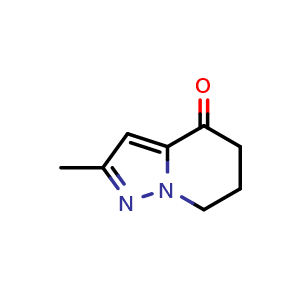 Chemical structure of 2-methyl-6,7-dihydro-5H-pyrazolo[1,5-a]pyridin-4-one , CAS 1510352-72-3, AChemBlock X183647