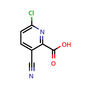Chemical structure of 6-chloro-3-cyano-pyridine-2-carboxylic acid , CAS 1256786-84-1, AChemBlock X183652