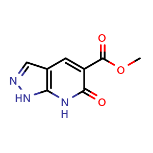 Chemical structure of methyl 6-oxo-1,7-dihydropyrazolo[3,4-b]pyridine-5-carboxylate , CAS 2103904-50-1, AChemBlock X183654