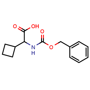 Chemical structure of 2-(benzyloxycarbonylamino)-2-cyclobutyl-acetic acid , CAS 144164-39-6, AChemBlock X183670