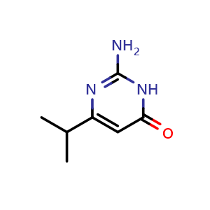 Chemical structure of 2-amino-4-isopropyl-1H-pyrimidin-6-one , CAS 73576-32-6, AChemBlock X183678