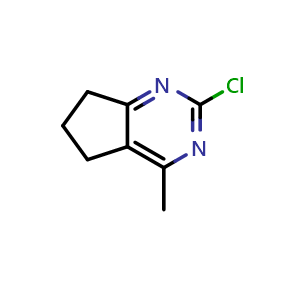 Chemical structure of 2-chloro-4-methyl-6,7-dihydro-5H-cyclopenta[d]pyrimidine , CAS 83939-58-6, AChemBlock X183683