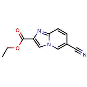 Chemical structure of ethyl 6-cyanoimidazo[1,2-a]pyridine-2-carboxylate , CAS 214958-33-5, AChemBlock X183684