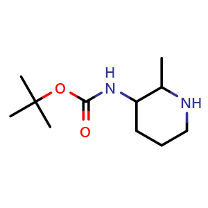 Chemical structure of tert-butyl N-(2-methyl-3-piperidyl)carbamate , CAS 1150618-42-0, AChemBlock X183689