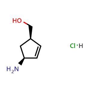 Chemical structure of [(1R,4S)-4-aminocyclopent-2-en-1-yl]methanol;hydrochloride , CAS 287717-44-6, AChemBlock X183691