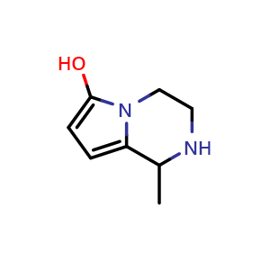 Chemical structure of 1-methyl-1,2,3,4-tetrahydropyrrolo[1,2-a]pyrazin-6-ol , CAS 1935063-16-3, AChemBlock X183710
