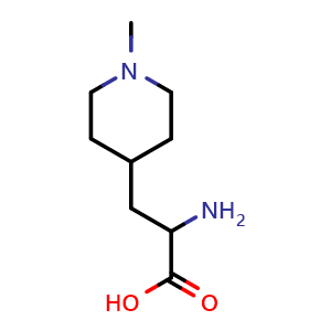 Chemical structure of 2-amino-3-(1-methyl-4-piperidyl)propanoic acid , CAS 1481318-77-7, AChemBlock X183719