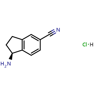 Chemical structure of (1S)-1-aminoindane-5-carbonitrile;hydrochloride , CAS 903557-34-6, AChemBlock X183772