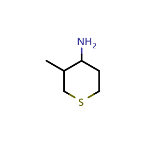 Chemical structure of 3-methyltetrahydrothiopyran-4-amine , CAS 1314908-85-4, AChemBlock X183773