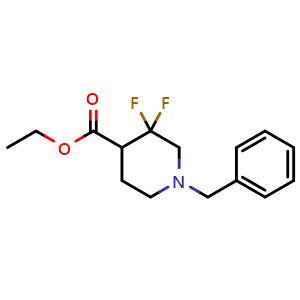 Chemical structure of ethyl 1-benzyl-3,3-difluoro-piperidine-4-carboxylate , CAS 1303972-84-0, AChemBlock X183774