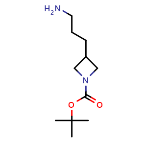 Chemical structure of tert-butyl 3-(3-aminopropyl)azetidine-1-carboxylate , CAS 1205750-48-6, AChemBlock X183775
