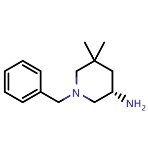 Chemical structure of (3S)-1-benzyl-5,5-dimethyl-piperidin-3-amine , CAS 2173195-32-7, AChemBlock X183778