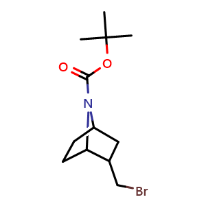 Chemical structure of tert-butyl 2-(bromomethyl)-7-azabicyclo[2.2.1]heptane-7-carboxylate , CAS 1824132-69-5, AChemBlock X183779