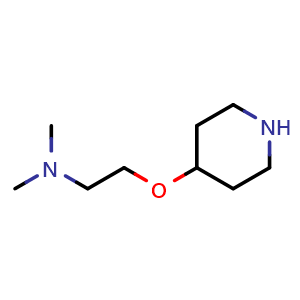 Chemical structure of N,N-dimethyl-2-(4-piperidyloxy)ethanamine , CAS 884586-66-7, AChemBlock X183781