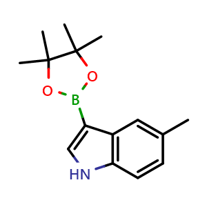Chemical structure of 5-methyl-3-(4,4,5,5-tetramethyl-1,3,2-dioxaborolan-2-yl)-1H-indole , CAS 2448157-13-7, AChemBlock X183794