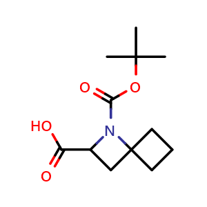 Chemical structure of 1-tert-butoxycarbonyl-1-azaspiro[3.3]heptane-2-carboxylic acid , CAS 2344679-32-7, AChemBlock X183819