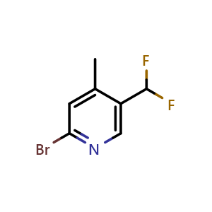 Chemical structure of 2-bromo-5-(difluoromethyl)-4-methyl-pyridine , CAS 1805019-61-7, AChemBlock X183825