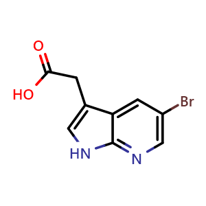 Chemical structure of 2-(5-bromo-1H-pyrrolo[2,3-b]pyridin-3-yl)acetic acid , CAS 1060795-03-0, AChemBlock X183840