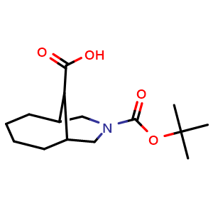 Chemical structure of 8-tert-butoxycarbonyl-8-azabicyclo[4.3.1]decane-10-carboxylic acid , CAS 512822-26-3, AChemBlock X183864