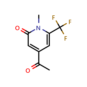 Chemical structure of 4-acetyl-1-methyl-6-(trifluoromethyl)pyridin-2-one , CAS 2920399-94-4, AChemBlock X183865