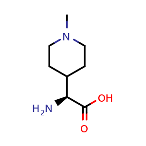 Chemical structure of (2S)-2-amino-2-(1-methyl-4-piperidyl)acetic acid , CAS 2111570-13-7, AChemBlock X183888