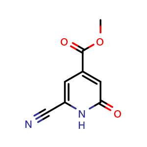 Chemical structure of methyl 2-cyano-6-oxo-1H-pyridine-4-carboxylate , CAS 853029-95-5, AChemBlock X183900