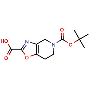Chemical structure of 5-tert-butoxycarbonyl-6,7-dihydro-4H-oxazolo[4,5-c]pyridine-2-carboxylic acid , CAS 1823270-79-6, AChemBlock X183914