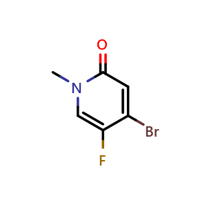Chemical structure of 4-bromo-5-fluoro-1-methyl-pyridin-2-one , CAS 1193334-87-0, AChemBlock X183915