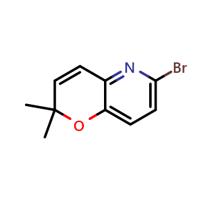 Chemical structure of 6-bromo-2,2-dimethyl-pyrano[3,2-b]pyridine , CAS 1342891-15-9, AChemBlock X183919
