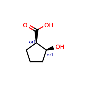 Chemical structure of cis-2-hydroxycyclopentanecarboxylic acid , CAS 17502-28-2, AChemBlock X183929